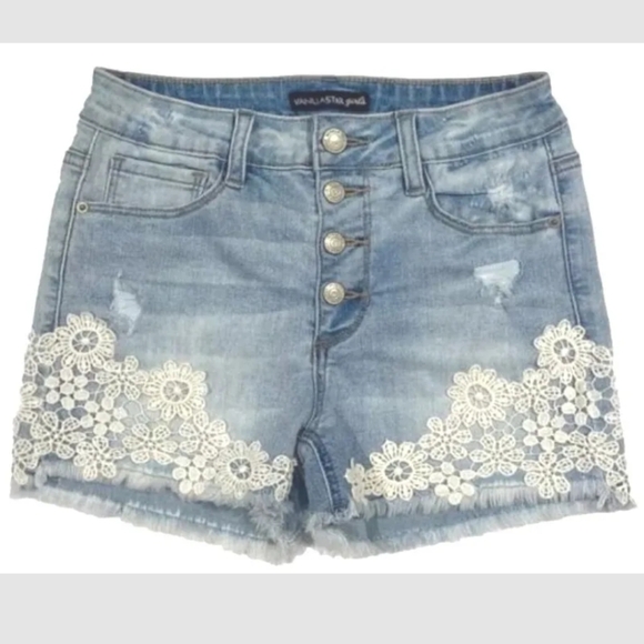 Imperial Blue Star Girls Denim Shorts Size 14 NWT - Picture 1 of 5